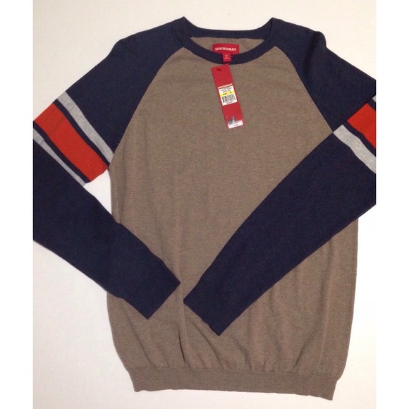NWT! Mens Tan and Blue Long Sleeve Lightweight Sweater by Unionbay, Sz: M (b9) - Picture 2 of 7